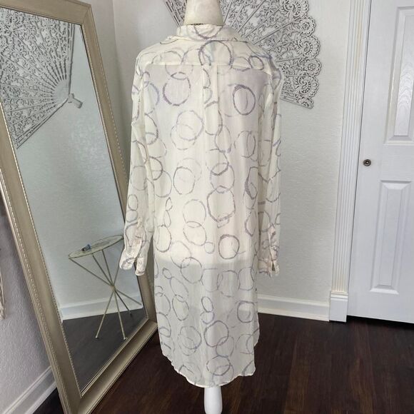 BCBGMAXAZRIA Boho Siren Pure Silk Cream White Kaftan Tunic Blouse Cover Up XS - Picture 6 of 8